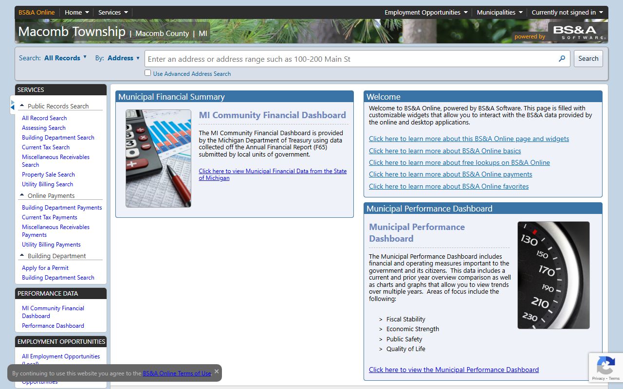 Rochester Hills assessor BS&A property tax portal for searching Rochester Hills property tax records