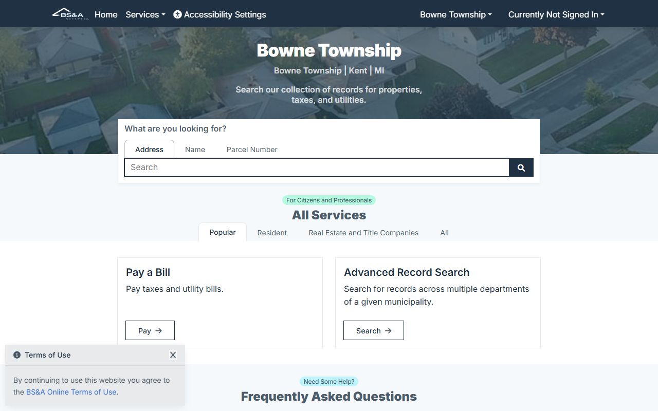 Baraga County Equalization BS&A property tax portal for Baraga County property tax records