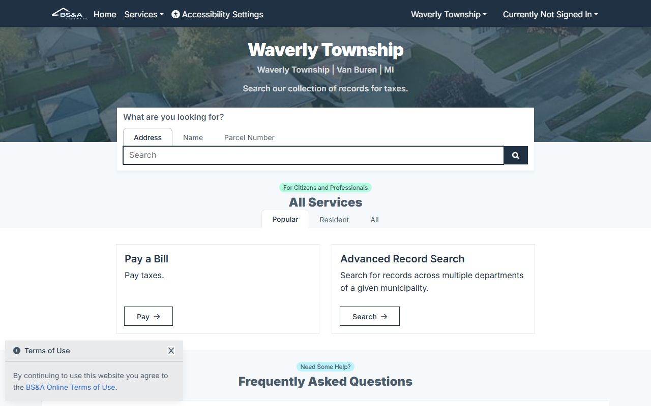 Calhoun County Equalization BS&A property tax portal for searching Calhoun County property tax records