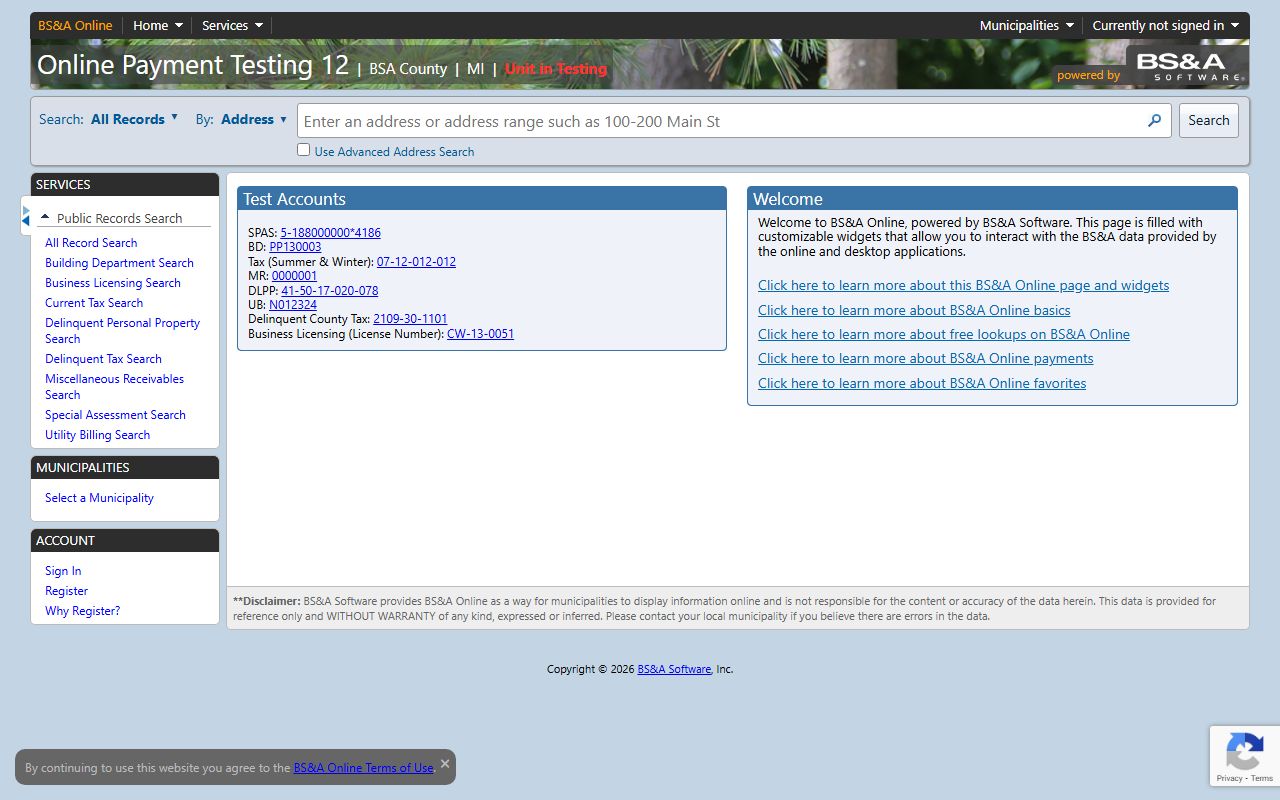 Delta County Equalization BS&A property tax portal for Delta County property tax records