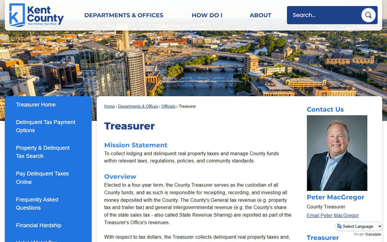 Kent County Equalization and County Treasurer property tax portal for Kent County property tax records