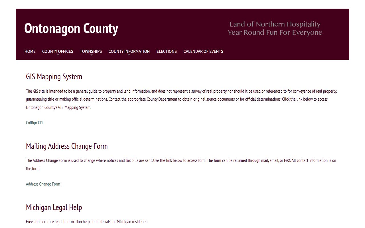 Ontonagon County GIS equalization BS&A property tax portal for searching Ontonagon County property tax records