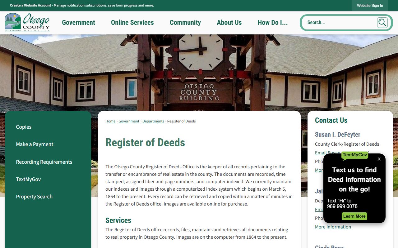 Otsego County Equalization BS&A property tax portal for searching Otsego County property tax records