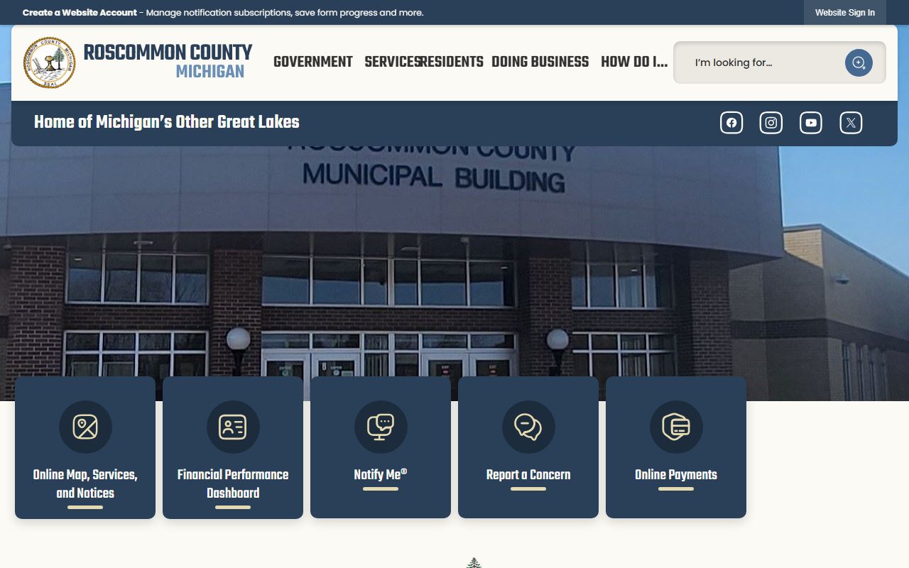 Roscommon County Equalization BS&A property tax portal for searching Roscommon County property tax records